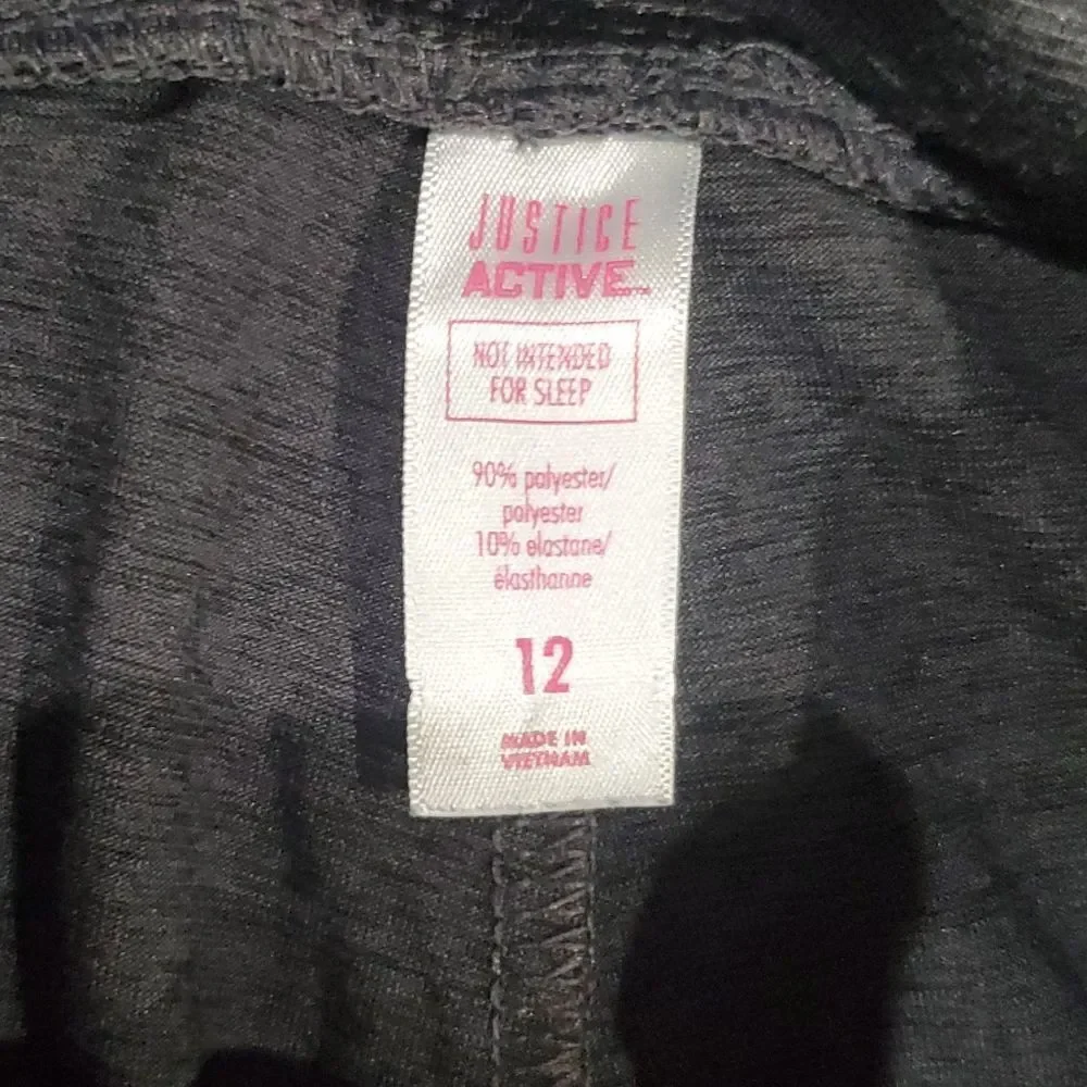 Girls Leggings Size 10-12 Justice Kids Black and Gray Leggings Set 3 Pieces